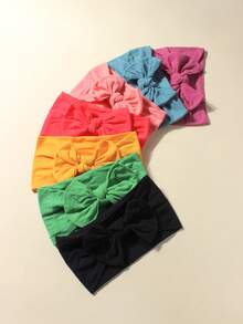 7pcs Candy Color Nylon Bow Headbands Set, Multi-Functional Stretchy Infant Hair Accessories, Suitable For Daily Use - Multicolor - View 10