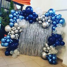 36 Peças/Conjunto de Balões Azuis, 10/12 Polegadas Balões de Festa Azul Escuro, Azul Claro, Azul Metálico, Prata, Látex, Balões de Confete Azuis para Chá de Bebê, Aniversário, Casamento, Formatura, Decoração de Festa com Tema Azul - Multicolorido - Visão 5