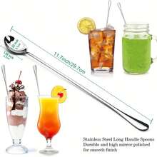 1/2 chiếc thìa khuấy cán dài bằng thép không gỉ - 29,7cm/11,7 inch, dụng cụ khuấy cocktail và trà đá chuyên nghiệp - Có thể rửa bằng máy rửa chén, bề mặt được đánh bóng như gương - Thích hợp cho máy xay sinh tố, bình đựng, đồ uống cỡ lớn - Tuyệt vời cho gia đình, quán bar, quán cà phê, tiệm bánh - Thìa ăn sang trọng, thiết kế thời trang, thép không gỉ 430, lý tưởng cho nhà bếp và sử dụng thương mại, quà tặng cho phụ nữ, người yêu, gia đình. - Bạc - Xem 8