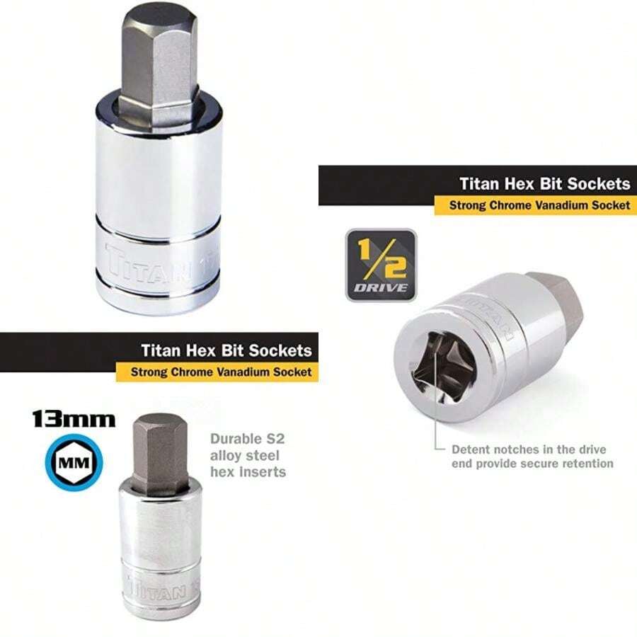 Titan 15619 1/2 pulgada x Hex Bit Socket(13 mm) - Multicolor - Ver 1