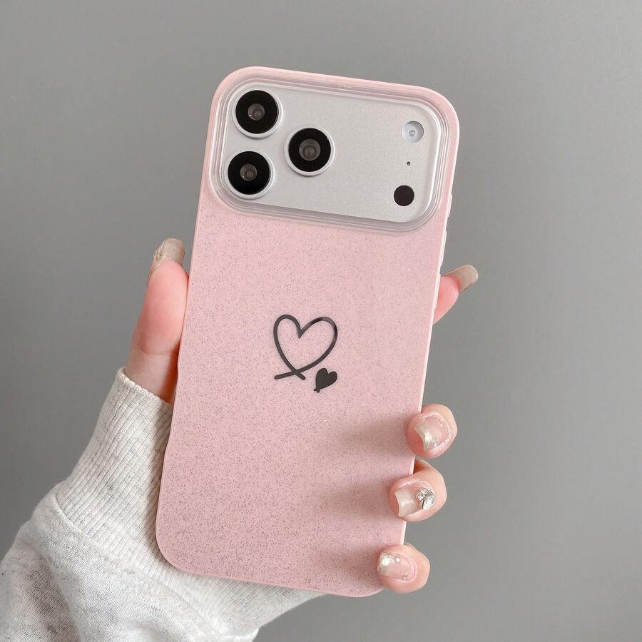Ốp điện thoại DIY hình trái tim đôi tối giản lấp lánh, tương thích với iPhone 17 Pro Max/16/15/14/13/12/11, Galaxy S25 Ultra/S24/S23/S22/S21/S20, Honor X7C/X9C, dòng Redmi Note, Moto, v.v. Phiên bản quốc tế, không phải phiên bản nội địa. - Hồng - Xem 1