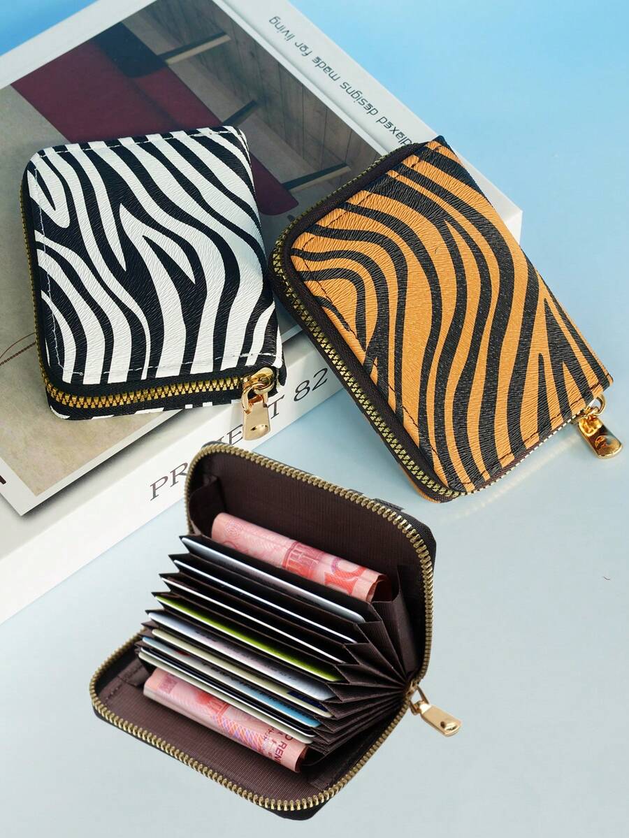 1pc Leopard Print Women's High-End Large Capacity Multi-Card Slot Multifunctional Card Holder Wallet - Multicolor - View 1