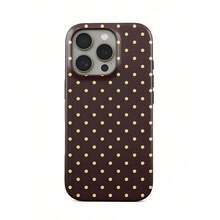Funda De Teléfono Con Cobertura Total De TPU+PC Compatible Con Apple  17/16/15/14/13/12/11/promax/pro/plus, Y Compatible Con Samsung Galaxy S21/S22/S23/S24/S25/plus/ultra/FE/A03/A05/A06/A07/A13/A14/A15/A16/A17/A23/A25/A26/A32/A34/A35/A36/A52/A53/A54/A55/A56/A71/5G, Diseño De Lunares Blancos, Fundas Para Móviles Accesorios Decoraciones Navideñas Regalos - Marrón - Ver 1