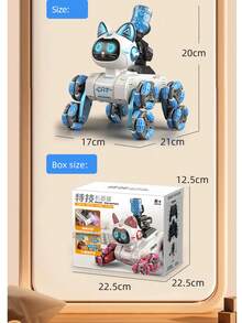 Remote Control Robotic Cat Christmas Gifts RC Interactive Intelligent Walking Dancing Programmable Robot Puppy Toy Electronic Pets With Light And Sound For Kids Age 6, 7, 8, 9, 10 And Up Years Old  Gift For The Kids - 藍色 - 查看 8
