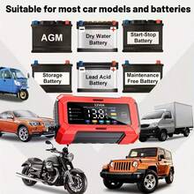 1个12V 6A智能液晶显示屏电池充电器，汽车电池充电器，适用于汽车、卡车、摩托车、割草机、船只等2-100Ah电池。具有电压检测、温度补偿、充满电自动停止功能，110V-240V~电源（欧规）。 - EU Plug - 查看 11