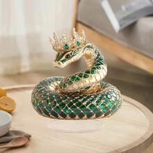 2D Flat, 1pc Traditional Style Jade Green Snake Acrylic Statue - Elegant Animal Theme Desktop Decor, No Feathers, No Power Needed - Perfect Gift For Valentine's Day, Christmas, Thanksgiving, New Year - Suitable For Home And Office Decor - Indoor/Outdoor Use - Multicolor - View 1