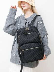 Laptop Backpack For Women, Quilted Durable Classical 14/15.6 Inch Laptop Bag For Work Travel With Laptop Compartmen, Fashion Daypack School Backpack For Girls, Waterproof Lightweight Casual Back Pack College School Bookbag With USB Charging Port For Men And Women. The New And Old Versions Are Shipped Out Randomly. - Black - View 8