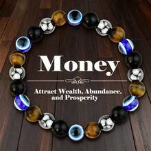 一套9/1水晶手链，象征和平、财富、繁荣、友谊、好运、爱情和守护——水晶珠带来乐观、积极、自信和力量，男女皆宜，弹性可调节——情人节理想之选 - 多色 - 查看 6