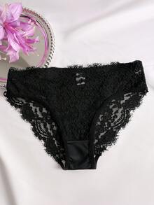 3pcs Women's Fashionable Elegant Floral Lace Briefs