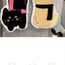 1 Piece Cute Bathroom Hand Towel Style Hand Towel Hangable Bathroom Kitchen Non-Shedding Absorbent Handkerchief Thickened Coral Towel Cloth - 黃黑圍巾貓 - 查看 7