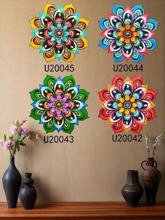 1PC (20-60cm), Colorful//Cross-Border Hot, Metal, Metal Mandala Flower Wall Decor, Artistic Bohemian Style, Detailed Multicolored Mandala Flowers, Hits For Boho & Home Decor Lovers, Bohemian Art Theme – Perfect For Halloween/Christmas/Children's Day, Home Parties/DIY Projects/Housewarmings, Living Room/Bedroom/Studio/Balcony, Spring/Summer, Decorative Hanging