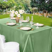 1/2 piezas Mantel rectangular de seda suave de color verde oliva, 57.87*102.36/120.08 pulgadas, adecuado para restaurante, cena festiva, boda, fiesta, mesa de banquete - Multicolor - Ver 24