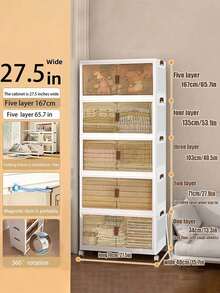 2/3/4/5 Layers Home Decorations Display Rack Big Capacity Storage Cabinet Plastic Foldable Shoe Shelf Collapsible Clear Shoe Boxes Stackable With Door Easy Assembly Living Room Stuff - 白色 - 查看 11