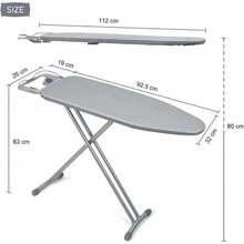 Tabla de Planchar Ironing Board Grande con Marco de Hierro Funda 90 * 30 CM Burro de Planchar Plegable Que Ahorra Espacio Altura Ajustable de 61 a 80 CM Gris - Gris - Ver 2