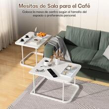 Coffee Table -Set de 2 Mesa de Centro para Sala Minimalista Decoración Moderna Madera y Acero Fácil Montaje Diseño Cuadrado anidado para Sala Blanco - como en la foto - Ver 8