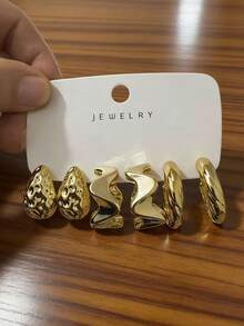 Bộ 6-18 bông tai thời trang mạ vàng, kiểu dáng thanh lịch, phù hợp để đeo hàng ngày, dự tiệc và các dịp đặc biệt. - Vàng - Xem 3