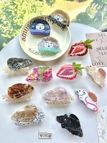 French Crystal Star Hair Clips, New Strawberry Heart Acrylic Hair Claws, Elegant & Cute Hair Clips, Sweet Girl Style Hair Clips, Nape Hair Clips