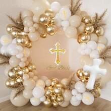 First Holy Communion Balloons Garland Arch Kit Confetti White Gold Thickening Latex Balloons For Cross God Bless Christening Baptism Theme Birthday Party Decorations Supplies - Khaki - View 9