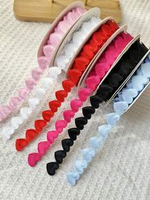5 Yards Valentine's Day Heart Shaped Ribbon Roll - Red Heart Shaped Ribbon, Available In Multiple Colors. DIY Ribbon Suitable For Bouquet Wrapping, Cake Decoration, Gift Packaging And Holiday Party Decoration. - Multicolor - View 1