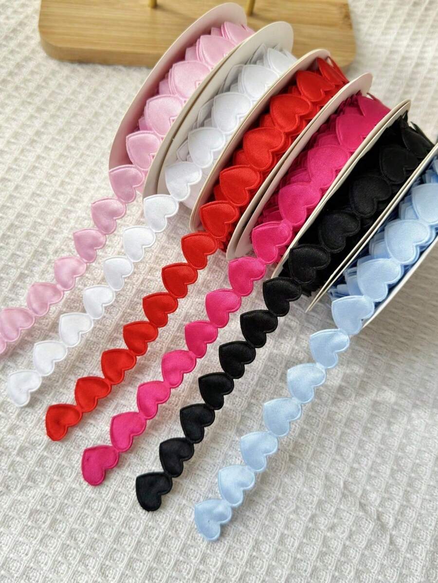 5 Yards Valentine's Day Heart Shaped Ribbon Roll - Red Heart Shaped Ribbon, Available In Multiple Colors. DIY Ribbon Suitable For Bouquet Wrapping, Cake Decoration, Gift Packaging And Holiday Party Decoration. - Multicolor - View 1