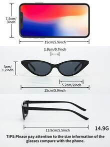 6副时尚方形/椭圆形/猫眼组合眼镜，简约纯色基础款时尚配饰，轻便舒适耐用，时尚女士眼镜套装，适合搭配时尚服饰，海滩度假，驾车，户外旅行，露营 - 彩色 - 查看 5