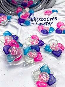 100 capsule de detergent de rufe 5 în 1, capsule concentrate de detergent de rufe 5 în 1, perle de detergent multifuncționale, potrivite pentru apartamente și case. Perle de detergent de rufe parfumate - Curăță delicat grăsimea și petele, parfum de lungă durată.