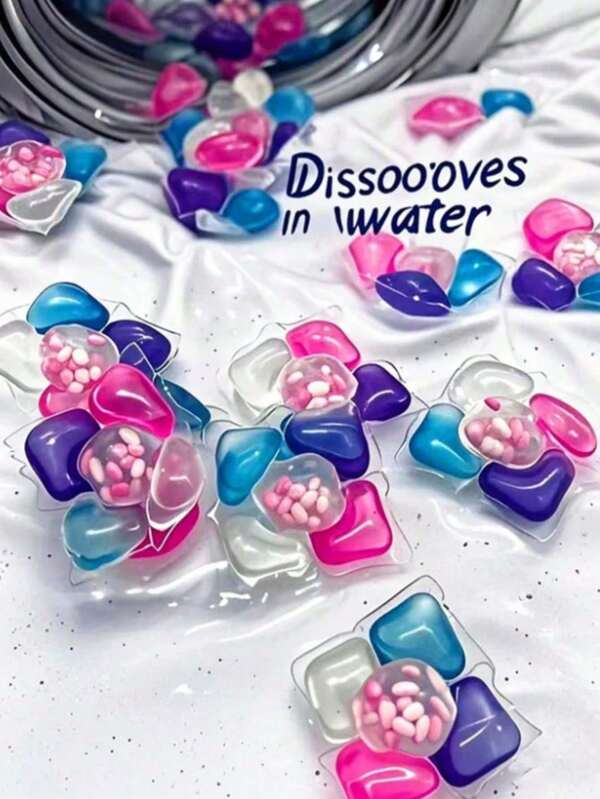 100pcs 5-In-1 Laundry Detergent Capsules, Concentrated 5-In-1 Laundry Detergent Pods, Multi-Purpose Detergent Beads, Suitable For Apartments And Homes. Fragrant Laundry Detergent Beads - Gently Cleans Grease And Stains, Long-Lasting Fragrance.