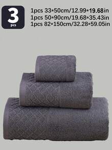 QIBHI 3/1pc 100% Cotton Solid Color Terry Towel/Face Towel/Bath Towel, 100% Cotton Terry, Bathroom Bath Towel/Towel, Guest Towel, Soft Absorbent Cotton Towel For Bathroom, Hotel, Gym, Travel, Gift, Salon, Sports, Outdoor, Beach, School, Back To School, Travel Accessories, Home Essentials, Towel, Skin Care - Grey - View 3