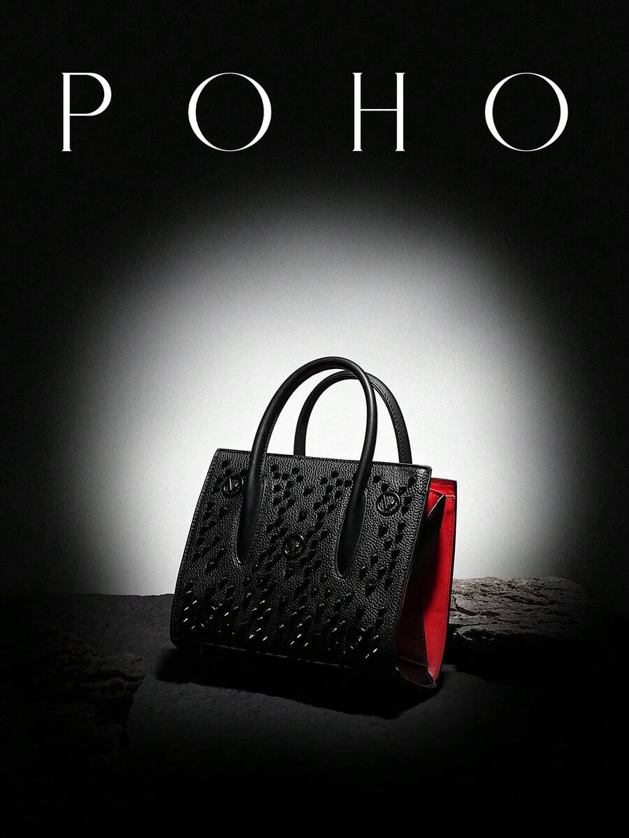 POHO品牌女士奢华手提包联名字母小号托特包 - V 黑色 - 黑色 - 查看 1