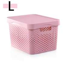 Modern Plastic Storage Baskets With Lid Stacking, Multi-Purpose For Office Desk Bedroom Classroom Organization Container - Grey - View 11