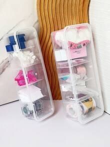 Nail Art Organizer Box, Multi-Compartment Storage Container, Dust-Proof Makeup & Beauty Tool Organizer - Clear - View 3
