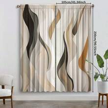 2pcs Red & White Wavy Pattern Art Curtains, Modern Minimalist Style, 3D Digital Printing, Suitable For Living Room, Bedroom And Study, Creating A Refined, Comfortable And Cozy Atmosphere.