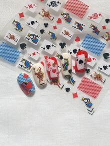 A Nail Sticker With Embossed Laser Technology, Featuring A Vintage Poker Card Pattern, Suitable For Personal DIY And Nail Salon Use Nails Nail Supplies - Multicolor - View 5