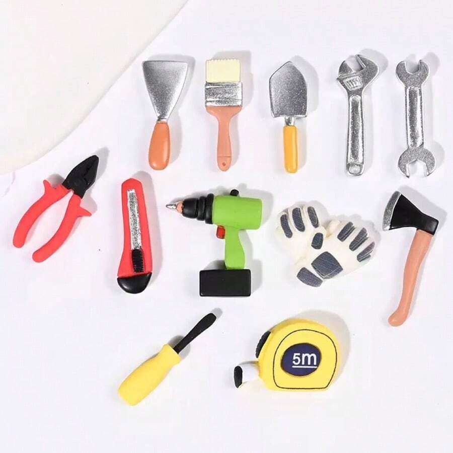 طقم أدوات إصلاح مصغرة للدمية، ملحقات راتنجية مصغرة كماشة وسكين، ديكور دمية، مواد DIY، زينة الهاتف، ديكورات المكتب - متعدد الألوان - مشاهدة 1