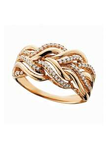 1pc Glamorous Cubic Zirconia Ring For Women For Valentine's Day Gift Wedding Jewelry,Mom,Mother,Mother's Day,Gift - Yellow Gold - View 6