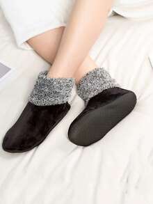 Tất đi trong nhà cổ ngắn 193D mùa đông bằng vải nhung mềm mại, lót nhiệt dày dặn, đế chống trượt, quà tặng Giáng sinh cho nữ - Không khuôn - Xem 13