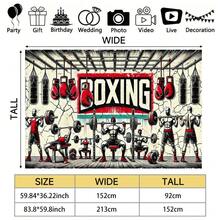 2D Flat 1 Pc Boxing Fitness Strength Training Artistic Polyester Backdrop, A Versatile Indoor/Outdoor Decoration Suitable For Living Room, Bedroom, Party, Office - No Power Needed, Perfect For Weddings, Birthdays, Anniversaries, Gender Reveals, Home Gym Backdrop | Dynamic Artwork | Durable Decorative Item - 1PCS - View 4