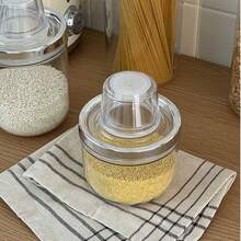 Transparent Sealed Jar With Measuring Cup, Kitchen Storage Container, Airtight Food Canister - Multicolor - View 4