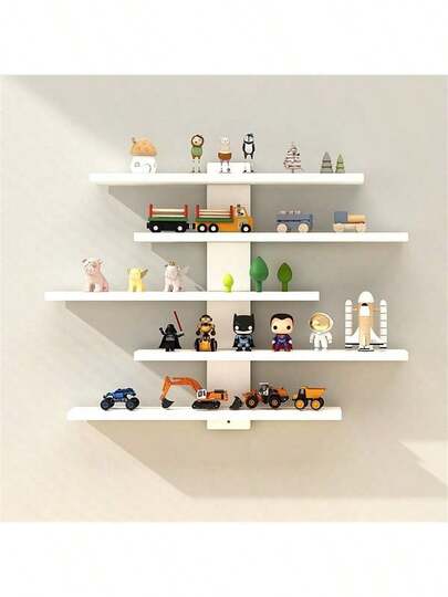5-Tier Wooden Wall Mounted Display Shelf, Storage Rack For Bedroom, Figurines, Blind Boxes