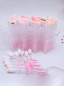 10支装新款花朵管状睫毛刷水晶睫毛刷带管状睫毛膏可填充瓶7毫升眉梳化妆刷 - 彩色 - 查看 2