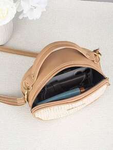 Women's Handbag, 2025 Winter New Korean Style Cute Simple Woven Round Bag, Casual Shoulder Crossbody Bag - Brown - View 5