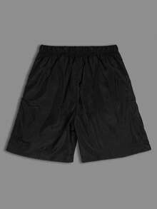 Men's Printed Tactel Shorts, Misfits Style, Sporty Casual Black, Quick-Drying, Comfortable Fit - màu đen - Xem 2