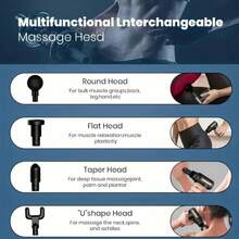 Electric Massage Machine With Replacement Heads, 1Set Portable Handheld Comfort Muscle Massage Gun - màu đen - Xem 3