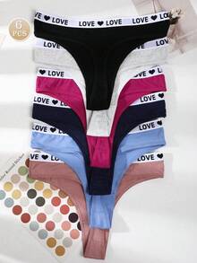 6pcs/Pack Women's Seamless Thong Panties, Sexy Bodysuit Thong, Mid-Waist Breathable & Comfortable Stretchy Lingerie - Multicolor - View 5