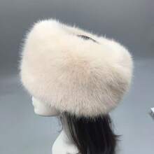 RK8R 2026-Selling Furry Hollow Top Hat Faux Fox Fur Hat Band Thickened Warm Fake Fur Brimless Topless Hat For Women Winter - 白色 - 查看 4