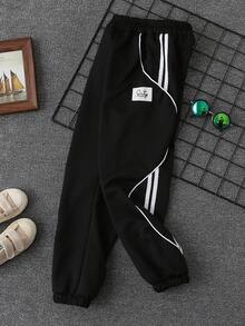 Tween Boys' Casual Drawstring Sweatpants, Loose Knit Joggers, Comfortable Relaxed Fit Sports Pants For School And Outdoor, Suitable For Spring And Autumn - Black - View 11