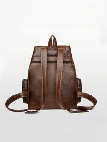 2025 New Vintage Backpack, Carabiner Design, Fashion Versatile Casual Travel Bag, Large Capacity Laptop School Bag - Brown - View 7