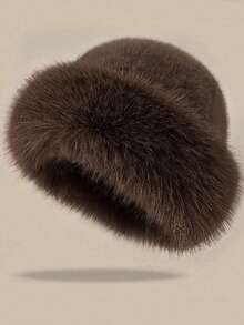 1pc Faux Fur Fashion Hat, New Fluffy Cap, Women's Warm Autumn/Winter, Cute Furry Hat, Cold-Proof Outfit - Multicolor - View 5