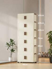 1pc Modern Plastic Storage Cabinet, 50cm/19.7in Wide, Multi-Purpose Foldable Storage Organizer, Suitable For Home, Living Room, Toys, Snacks, Kitchen, Not Waterproof, Ideal Christmas Gift, Can Be Used As Underbed Storage - White - View 8