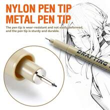 12 pièces/set Stylos feutres noirs multifonctions, set de stylos à pointe ultra-fine, 12 tailles de pointe, idéal pour le dessin détaillé, le croquis, l'écriture, parfait pour les artistes et les passionnés - Pinceau à pointe fine - Voir 6